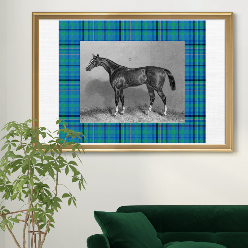 " Equestrian Plaid IV ", 18.5" H x 24.5" W x 1.5" D, Gold