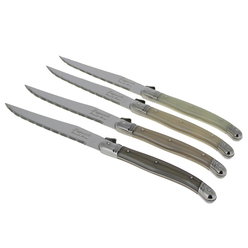 French Home Laguiole Steak Knives, 4-Piece Set, Neutral Tones