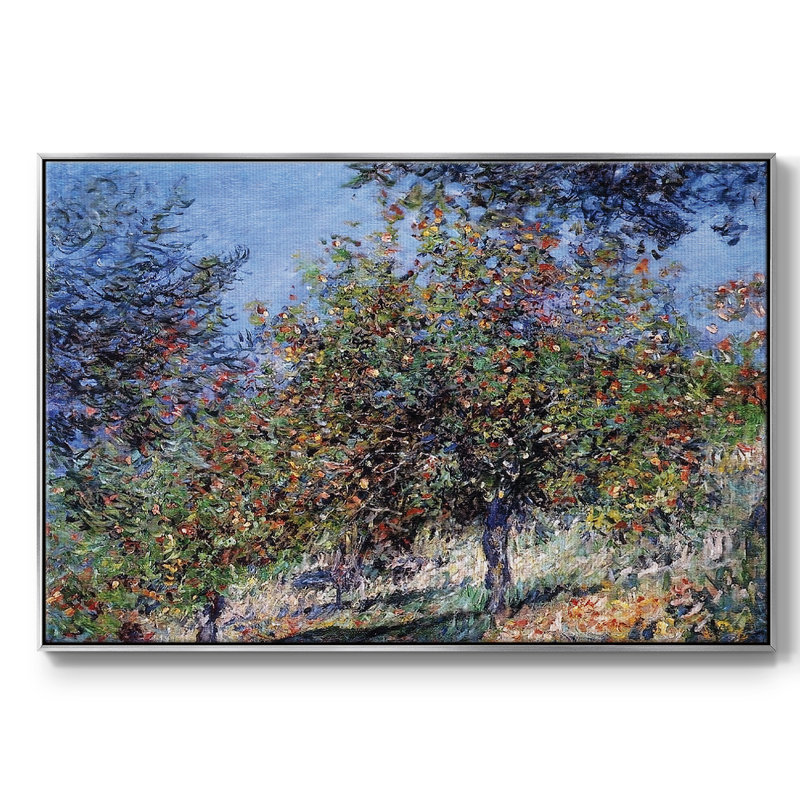 Pommiers sur la colline Chantèmesle, 1878, Encadrement argenté, H 27 po x l 41 po x P 2 po