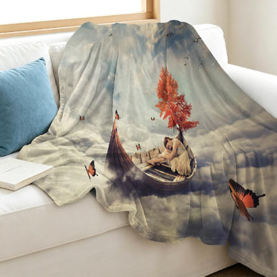 Blue Ultra Soft Flannel Fleece Throw Blanket,Young Single-Sided Print