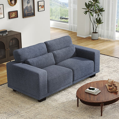 Modern Sofa With Removable Washable Linen Fabric Cover, Upholstered Couch With Deep Seats And Wide Armrests For Living Room