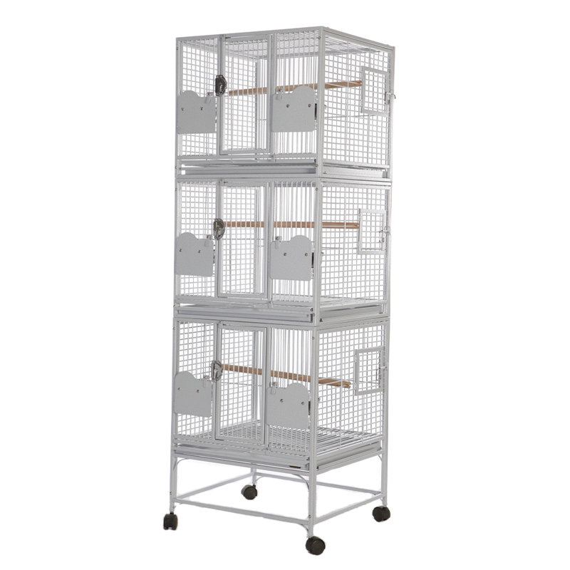 Petite cage à oiseaux triple Ciapas, Platine