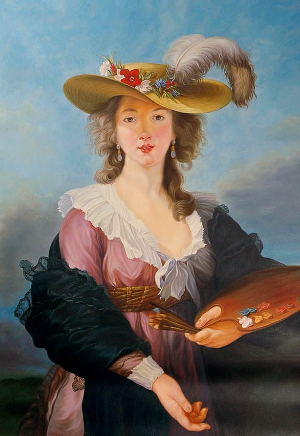 Exotic India Self Portrait In A Straw Hat | Oil Painting On Canvas ...