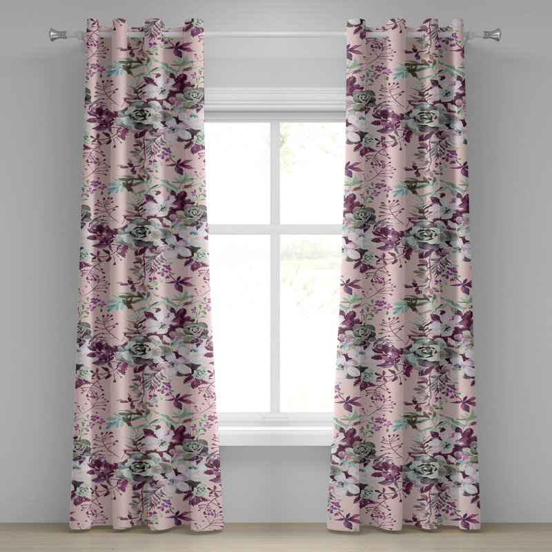 Rideau à œillets floral rouge 50 po x 72 po Red Barrel Studio®, L 50 po x L 108 po