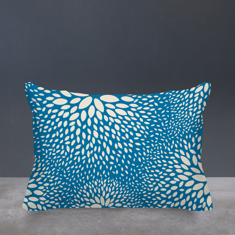 Coussin décoratif intérieur / extérieur en polyester filé floral Bavière, Turquoise / crème