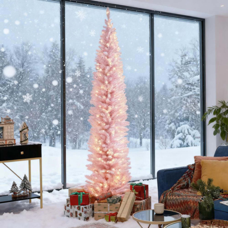 Arbre artificiel peu encombrant, DEL blanc chaud pré-éclairé, ignifuge et rangement facile, parfait pour les petites pièces et les décorations latérales de foyer