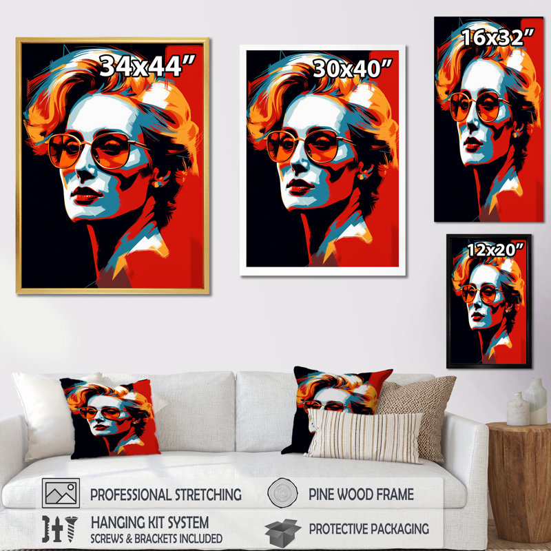 " Popart Scarlet Streep ", Wrapped Canvas, 32" H x 24" W x 1" D