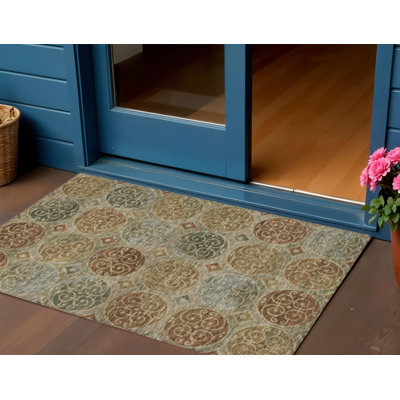 Tapis extérieur lavable en treillis vert 3 pi x 5 pi taupe