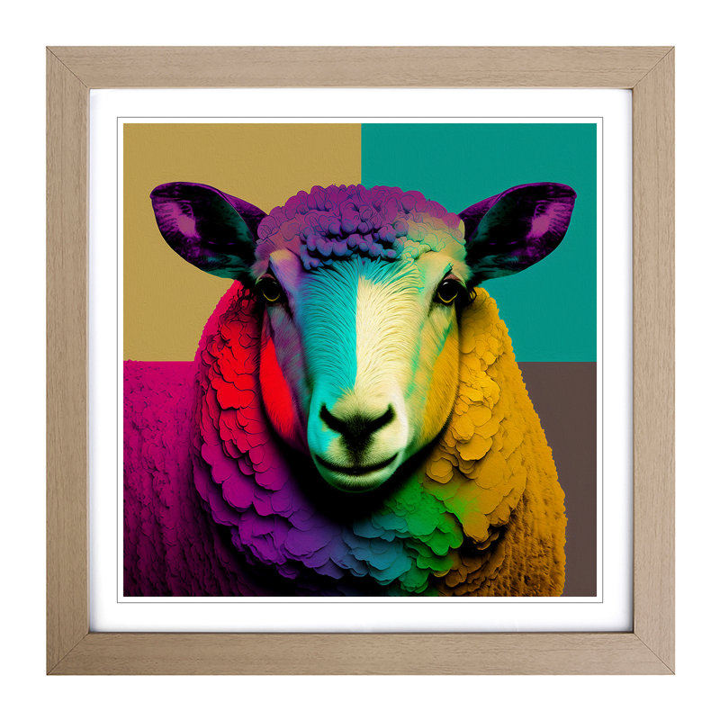 Sheep Pop - Framed Print, Oak
