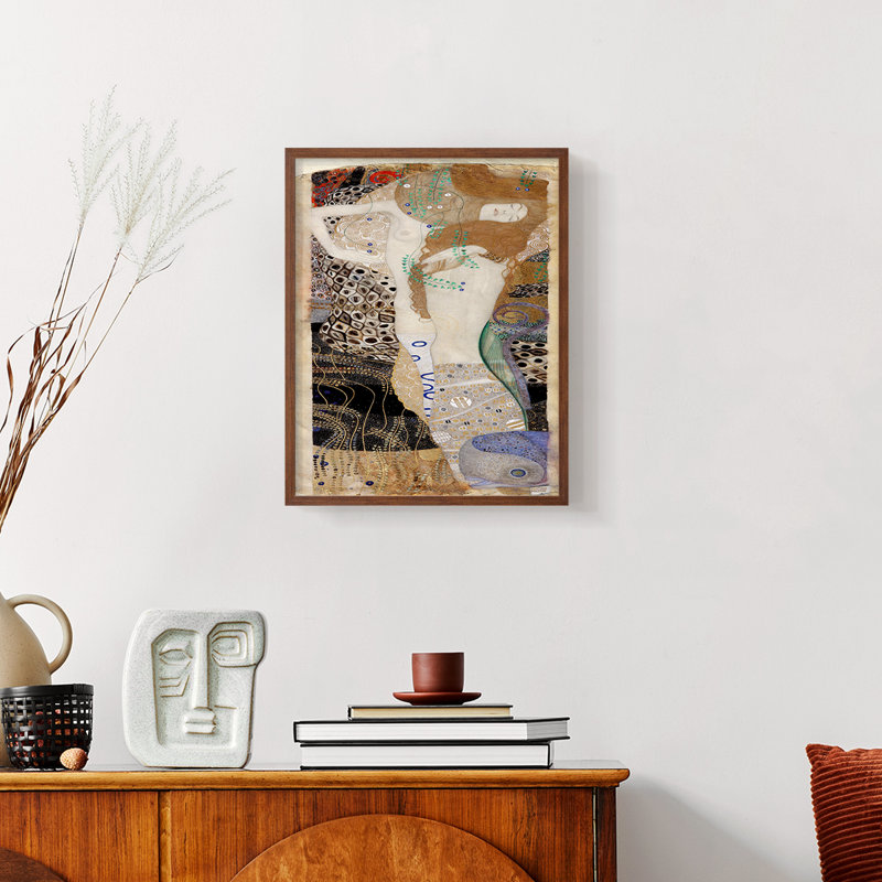 Gustav Klimt - impression encadrée, H 10 po x l 8 po, Noyer