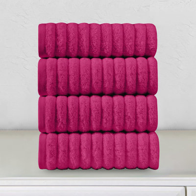 Elegant Comfort Luxury 100% Turkish Cotton Corduroy Ribbed 4 Pack Hand Towel Set 16 X 28 Inch - Absorbent, Super Soft, Quick Dry, Premium Towels For Bathroom, Gym, Spa And Hotel Use