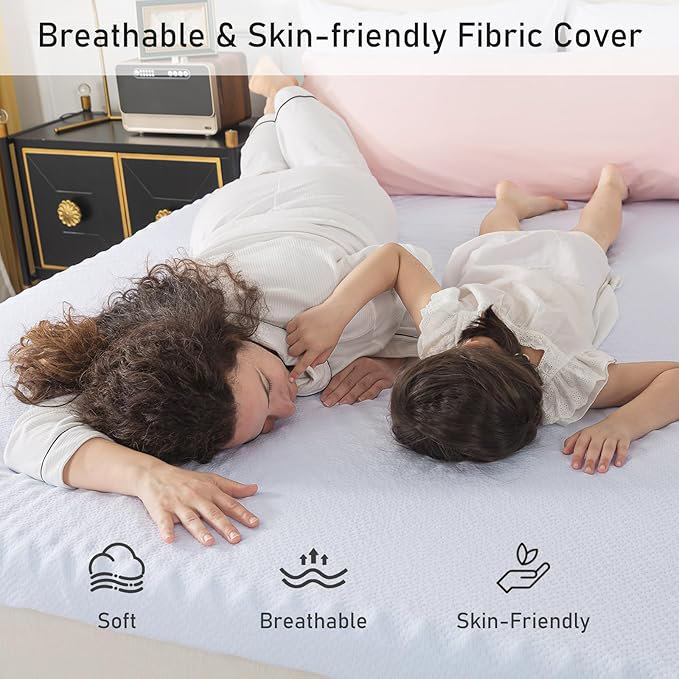 Memory Foam Soft Egg Crate Mattress Topper, White, 3", King