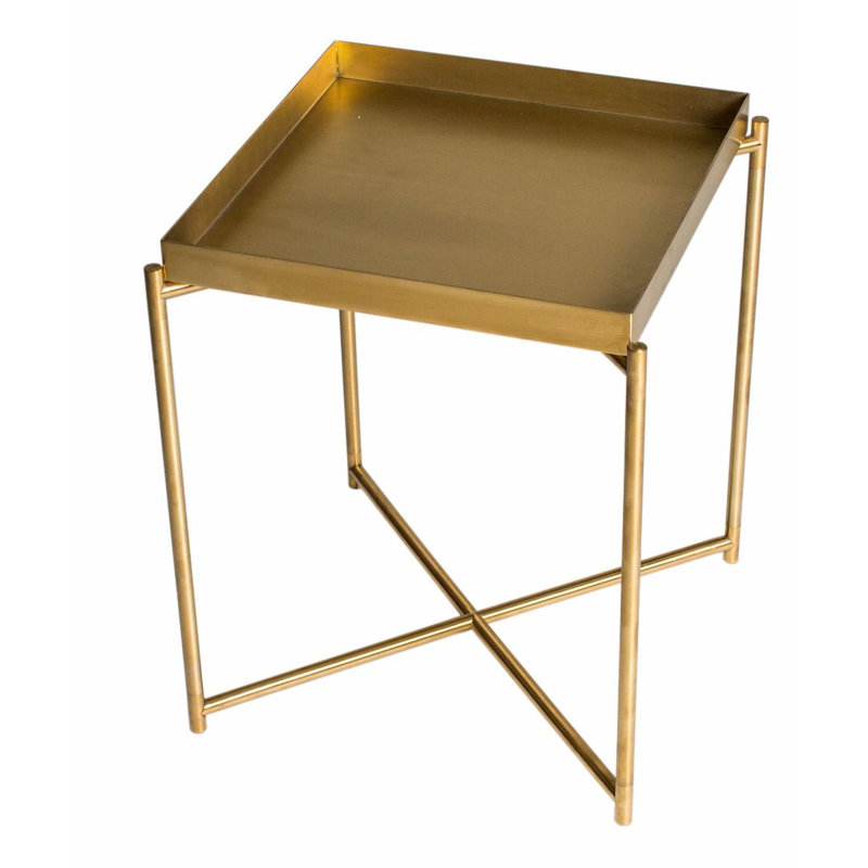 Bedell Tray Top End Table, Brass, Brass