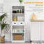 Armoire de rangement autoportante de style traditionnel de 61 po avec portes à fermeture douce, tablettes réglables et 2 tiroirs HOMcom, blanc, pour le salon, la salle à manger, blanc