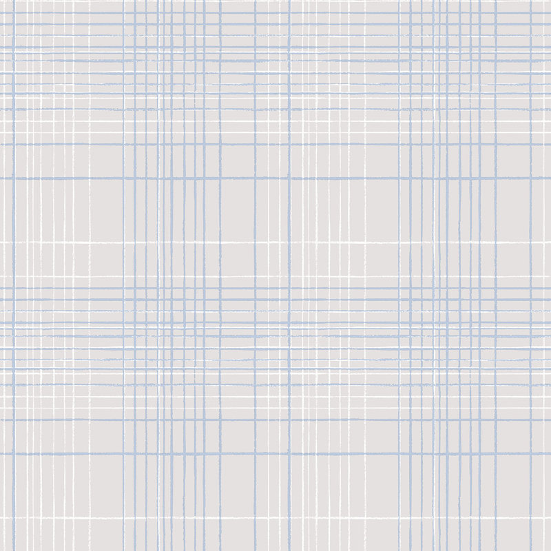 Deauville 2 Grid Lines Effect 33' L x 21" W Wallpaper Roll, Navy Blue/Sky Blue/Beige