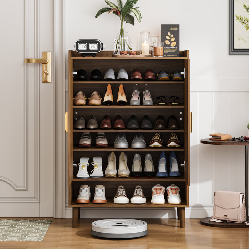 Modern Shoe Storage Cabinet with 6 Tier Adjustable Shelves, Space-Saving 24 Pairs Shoe Organizer for Entryway & Hallway