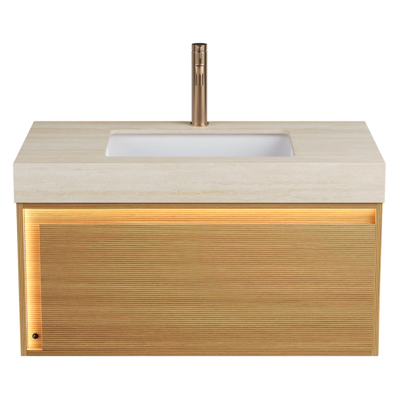 Meuble-lavabo flottant 36 po avec plateau en pierre frittée 36 po
