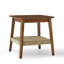 Table d'appoint de style Mid-Century de 23 po avec tablette tissée, table d'appoint Boho avec rangement, tables de chevet, petite table d'appoint pour canapé de salon, bureau de chambre à coucher, noyer foncé
