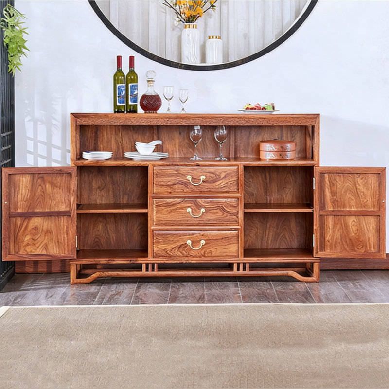 Retro High-End Solid Wood Sideboard, 37.4" H x 58.27" W x 16.54" D