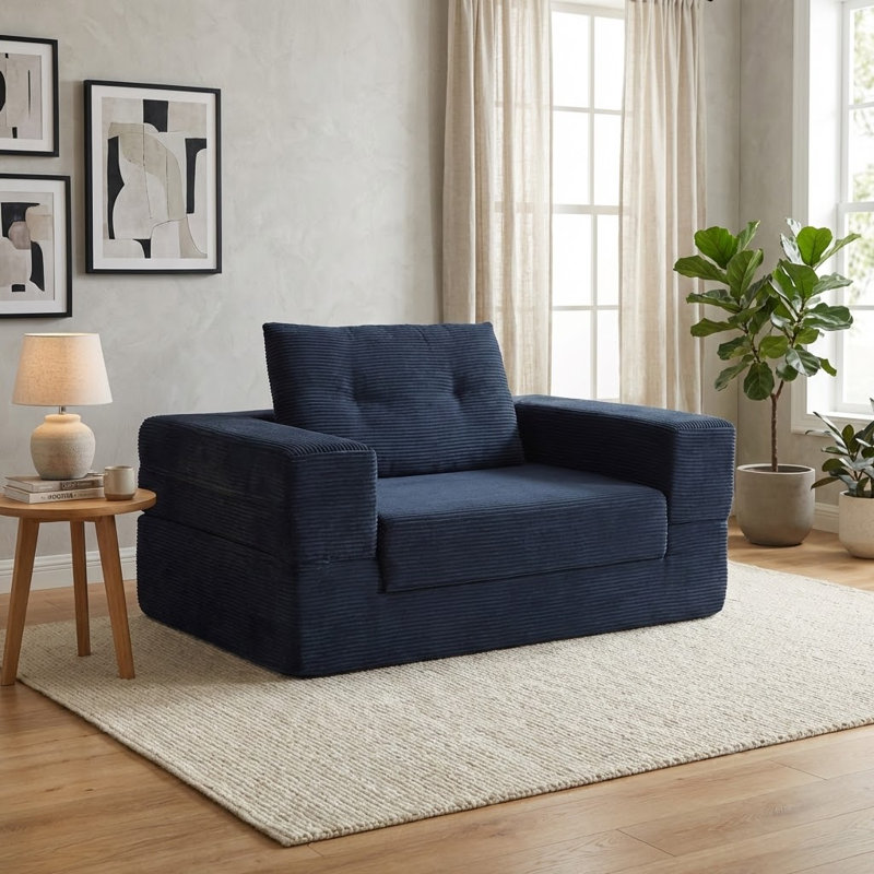 Canapé-lit Corduroy, Bleu