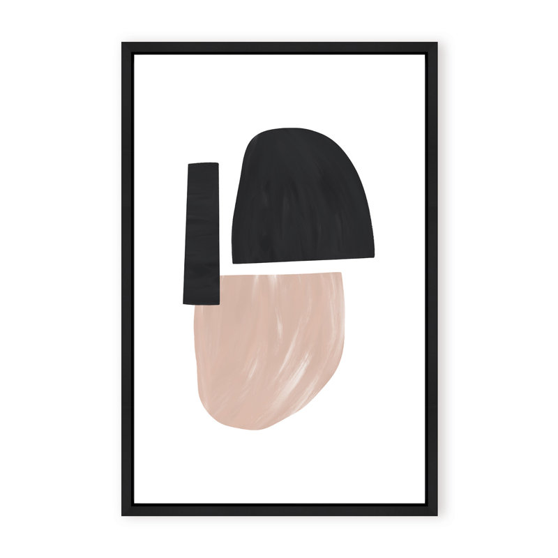 Black and Nude Abstract Shapes by Uplusmestudio - Picture Frame Painting on Paper, 48" H x 32" W x 2.375" D, Framed Canvas