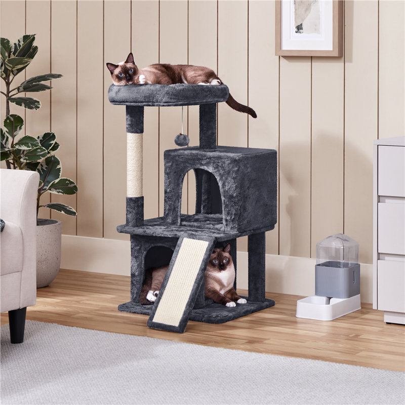 Therese 36″ H Multilevel Cat Tower with Double Condos, Dark Grey