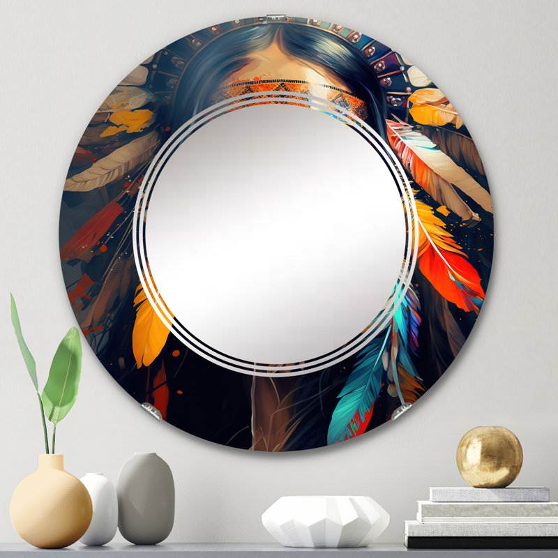 Colorful Native American VI - Miroir mural Portrait, 24 po x 24 po