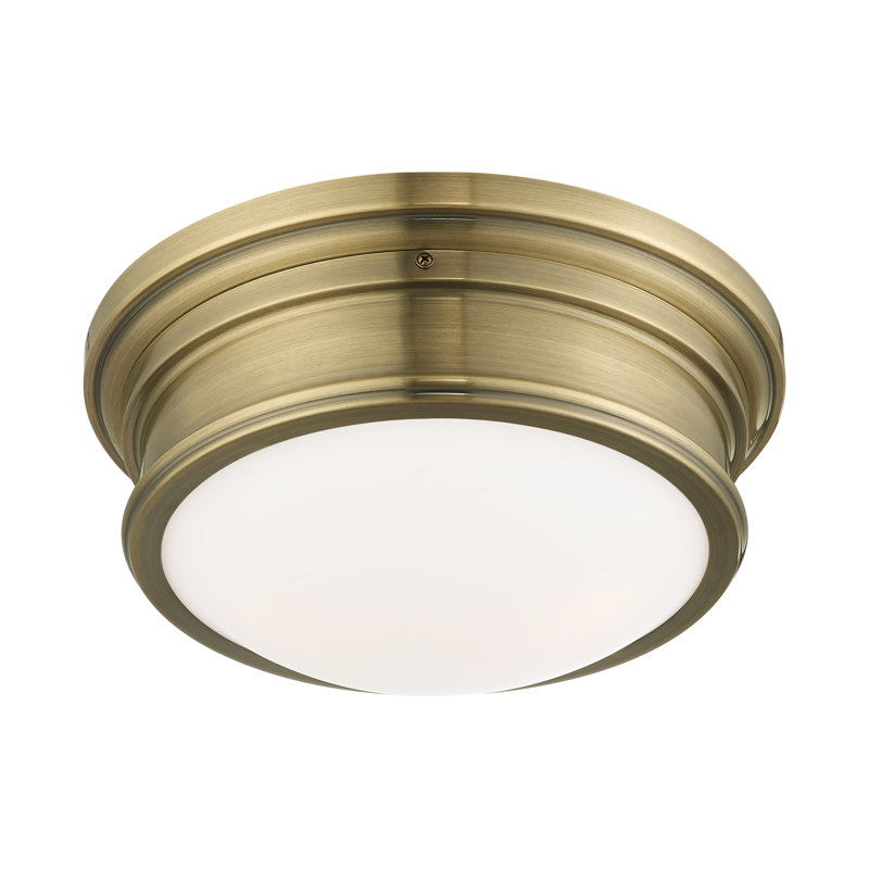 Plafonnier encastré 2 lumières Tavernia, H 5,5 po x l 13 po x P 13 po, Laiton antique