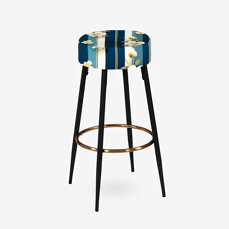 Classic Elegant Floral Striped Serenity - Ensemble de 2 tabourets de bar rayés