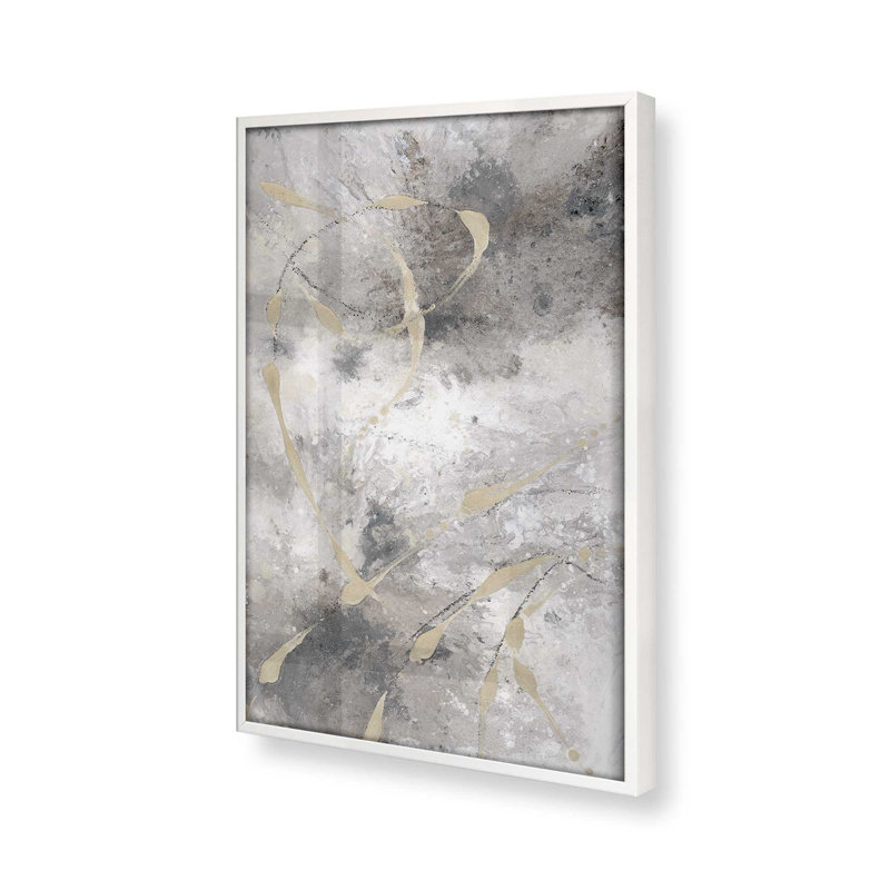 Gilded Whispers v1 Print, Opaque White Single Picture Framed Paper, 11" H x 9" W x 1.25" D