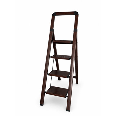 Escabeau pliant à 4 marches, aluminium avec finition et marches antidérapantes, capacité de 330 lb