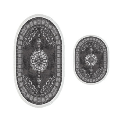 Premium Bathmat Set (2 Pieces), Grey, 19.7 x 23.6 inches & 23.6 x 39.4 inches | 100% Polyester, 25.1 oz/sq yd | Non-Slip Underside, Antibacterial, Easy to Clean, Machine Washable | Perfect for Elegant Bathroom Decor