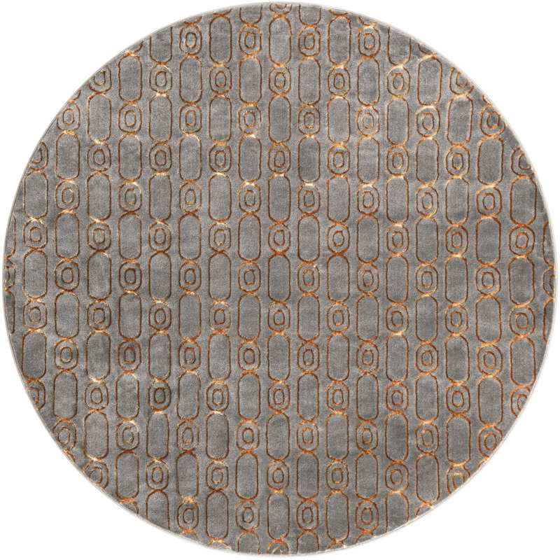 Tapis contemporain gris et gris Vincente, Rond 7 pi 10 po
