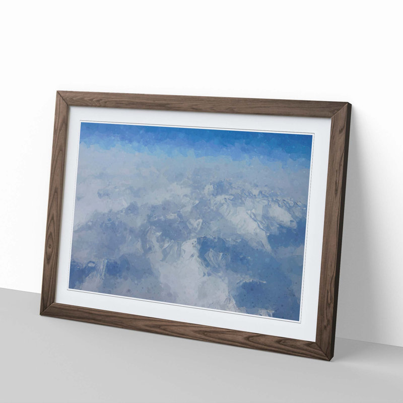 View of the Alaskan Mountains in Abstract - Picture Frame Graphic Art Print, 60cm H x 91cm W x 2cm D, Walnut