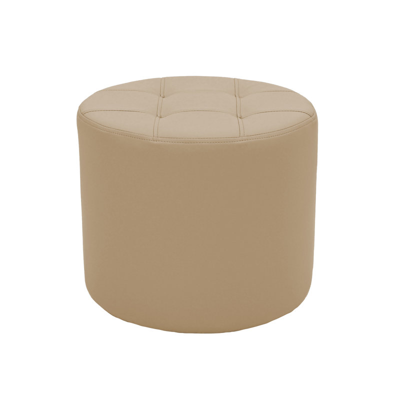 Faux Leather Ottoman, Sand Faux Leather