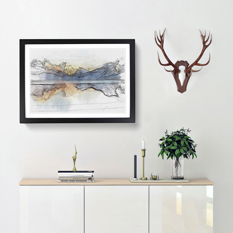 Sunlight over Lake Mcdonald in Abstract - Framed Print, 27cm H x 36cm W x 2cm D, Black Framed