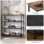 Range-chaussures à 4 niveaux avec plateau en bois et rangement pour chaussures industriel avec structure en métal et 3 tablettes en tissu pour porte d'entrée et garde-robe 9 à 12 paires