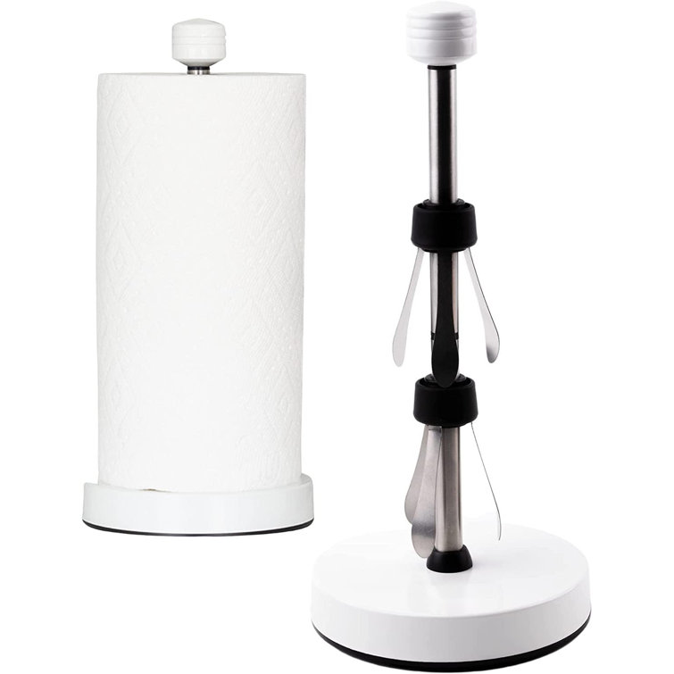  Black Paper Towel Holder, Stainless Steel Paper Towel Holder  Countertop with Suction Cups, Paper Towel Stand with Ratchet System for Kitchen  Bathroom