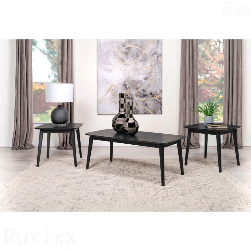 Ensemble de 3 tables basses rectangulaires noires