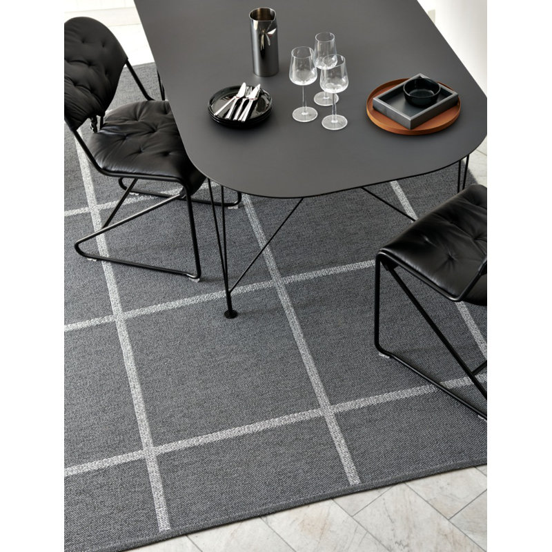 Tapis Ada, Gris foncé / ivoire, Tapis de couloir 2 pi 3 po x 7 pi 6 po