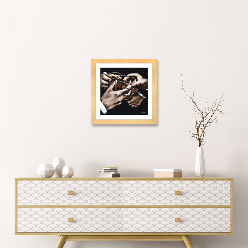 «Cheers» par Richard Young - impression d'art graphique, Cadre papier naturel, H 16 po x l 16 po x p 1 po