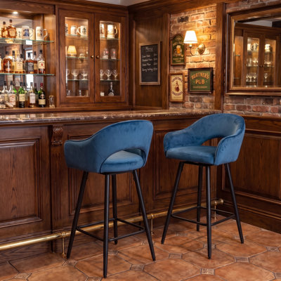 Swivel Upholstered Bar Stool with Iron Frame
