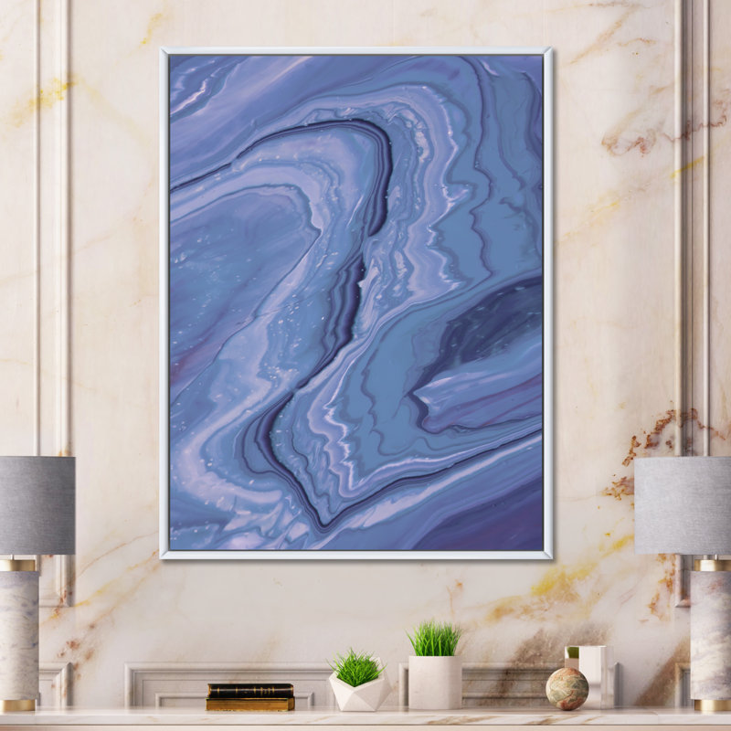 Marbre mauve luxueux, art mural moderne sur toile, H 36 po x l 24 po x P 1 po, Cadre flottant blanc