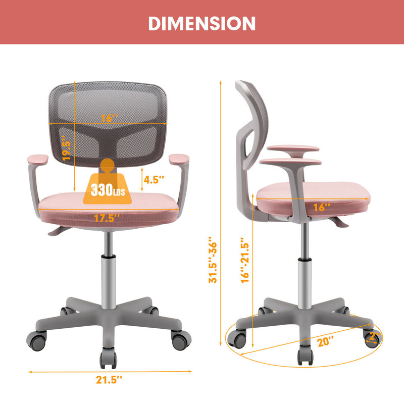Chaise de bureau Dingyue, pour enfants, Rose