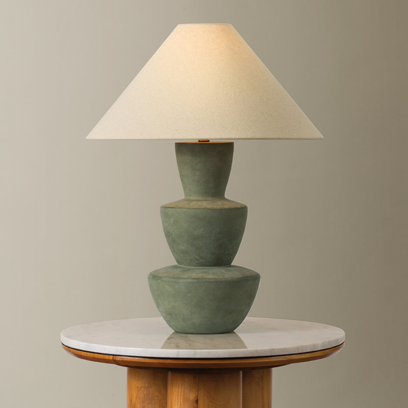 Kamas Table Lamp, Patina Brass/Ceramic Oak Moss