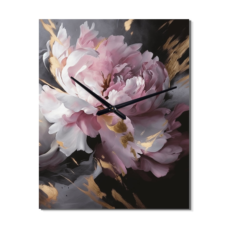 Jardines - Horloge murale pivoine florale, H 40 po x l 30 po x P 1 po