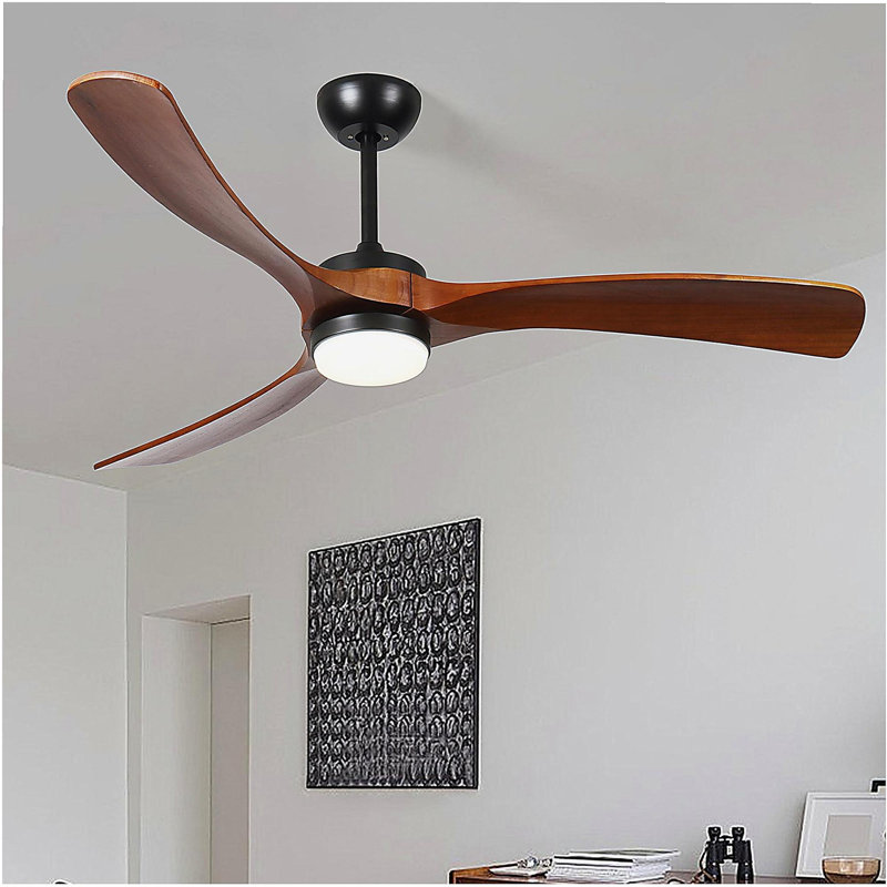 60-inch 3-leaf solid wood ceiling fan light, 60.16" Wide