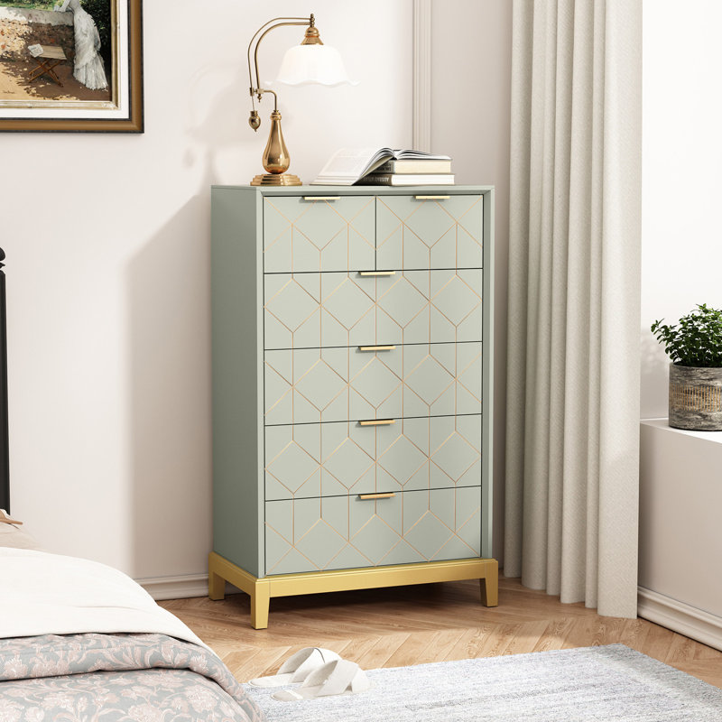 Commode 6 tiroirs Marshayla, Vert