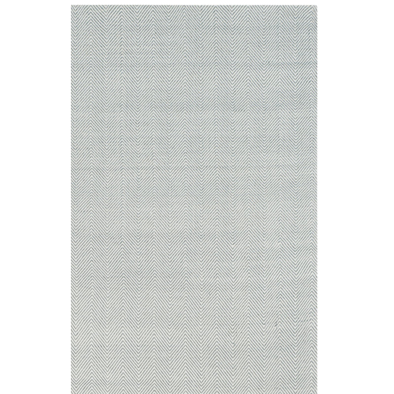 Tapis en laine et chevron bleu clair tissé à la main Laureldale, Rectangle 6 pi x 9 pi
