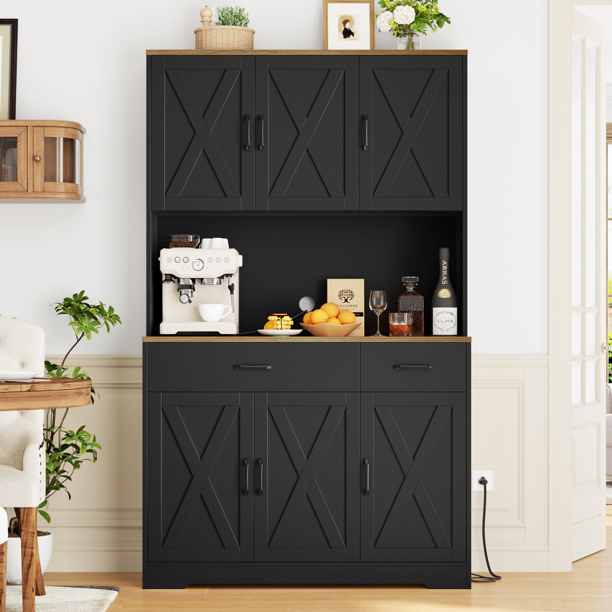Gracie Oaks 71" H Kitchen Pantry Cabinet & Reviews | Wayfair